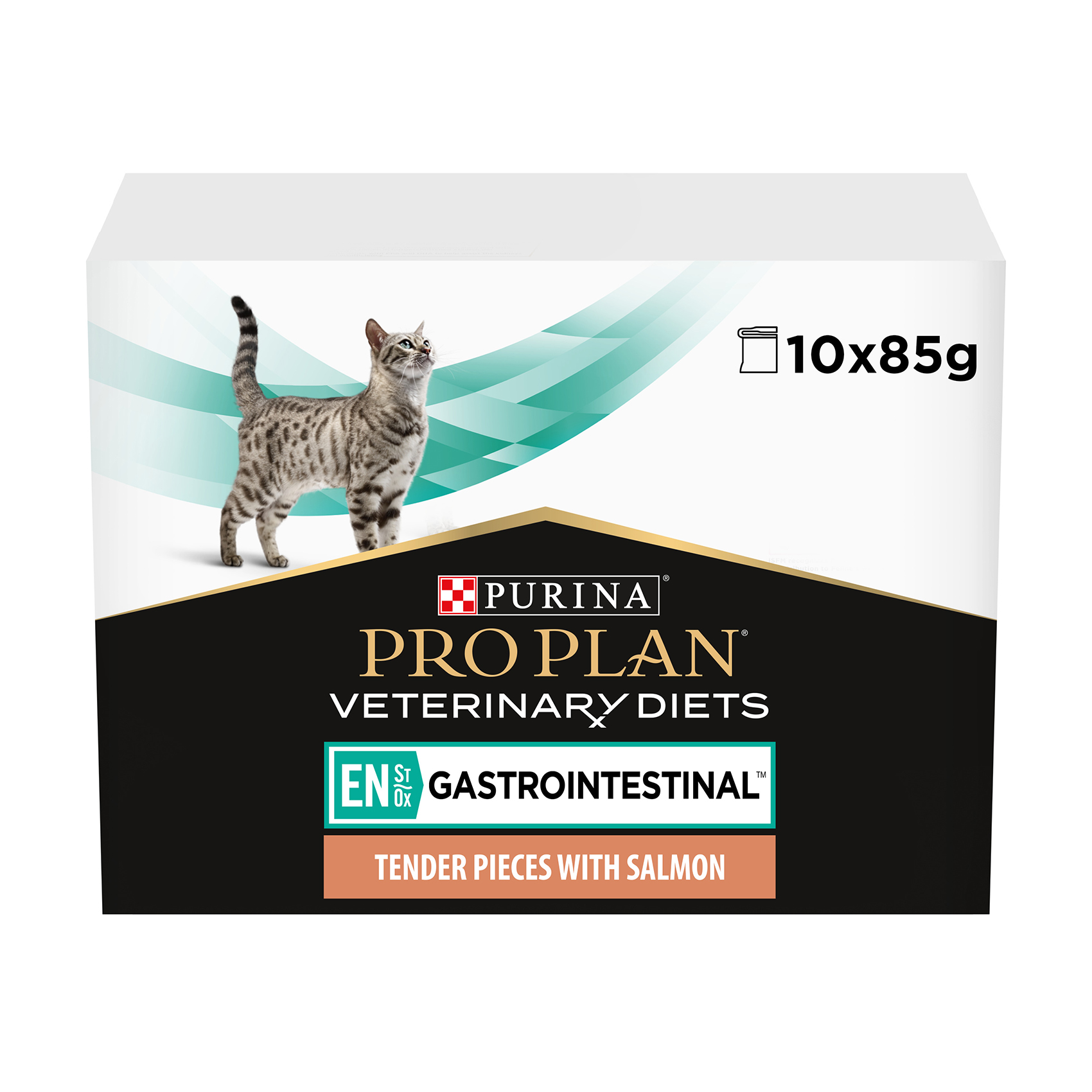 Вологий корм для кошенят та дорослих котів Pro Plan Veterinary Diets EN Gastrointestinal для зменшення розладів абсорбації, з лососем, 10*85 г